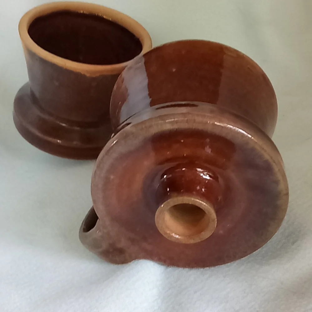 Drip pottery hand made folk art pottery candle holders